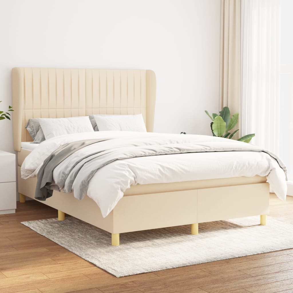 Giroletto a Molle con Materasso Crema 140x19 cm in Tessuto | homemem39