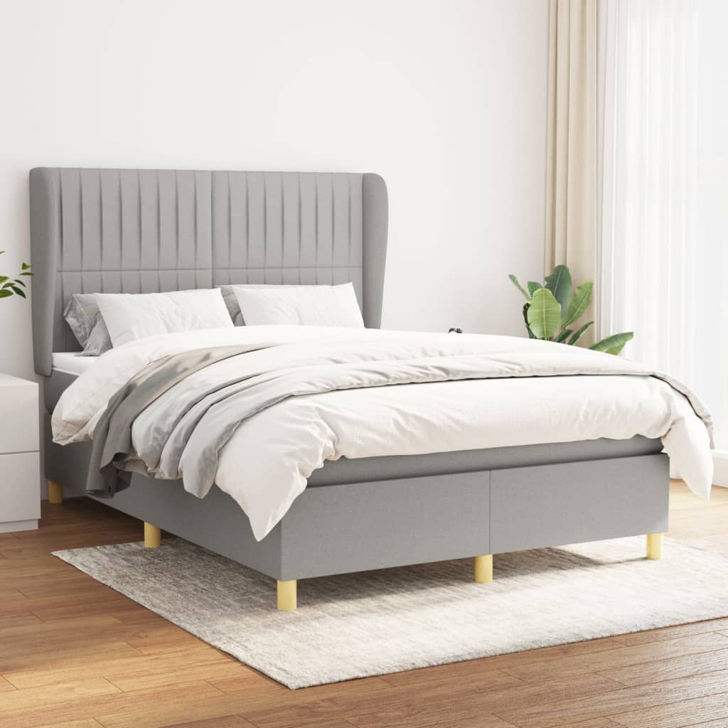 Giroletto a Molle con Materasso Grigio Chiaro 140x200cm Tessuto | homemem39