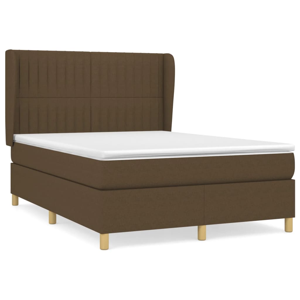 Giroletto a Molle con Materasso Marrone Scuro 140x200cm Tessuto | homemem39
