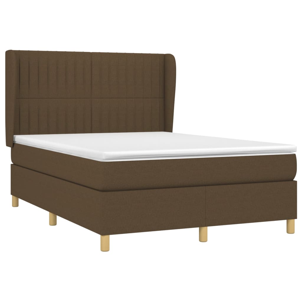 Giroletto a Molle con Materasso Marrone Scuro 140x200cm Tessuto | homemem39
