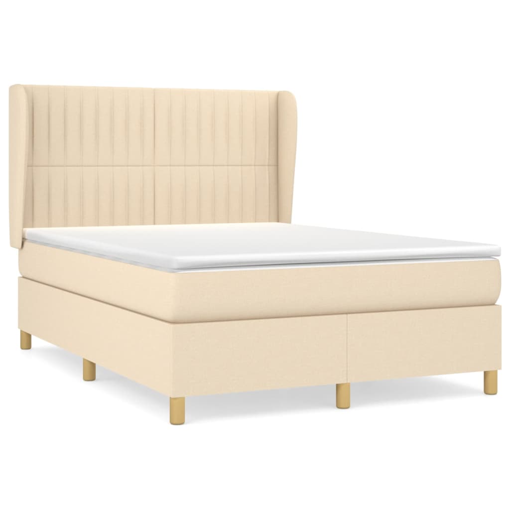 Giroletto a Molle con Materasso Crema 140x200 cm in Tessuto | homemem39