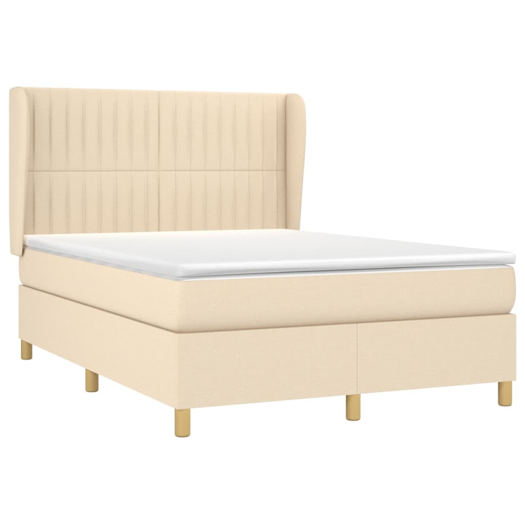 Giroletto a Molle con Materasso Crema 140x200 cm in Tessuto | homemem39