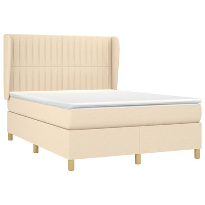 Giroletto a Molle con Materasso Crema 140x200 cm in Tessuto | homemem39
