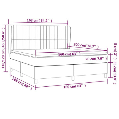 Federbettgestell mit schwarzer Matratze 160x200 cm aus Stoff