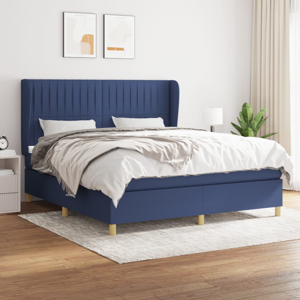 Giroletto a Molle con Materasso Blu 160x200 cm in Tessuto | homemem39