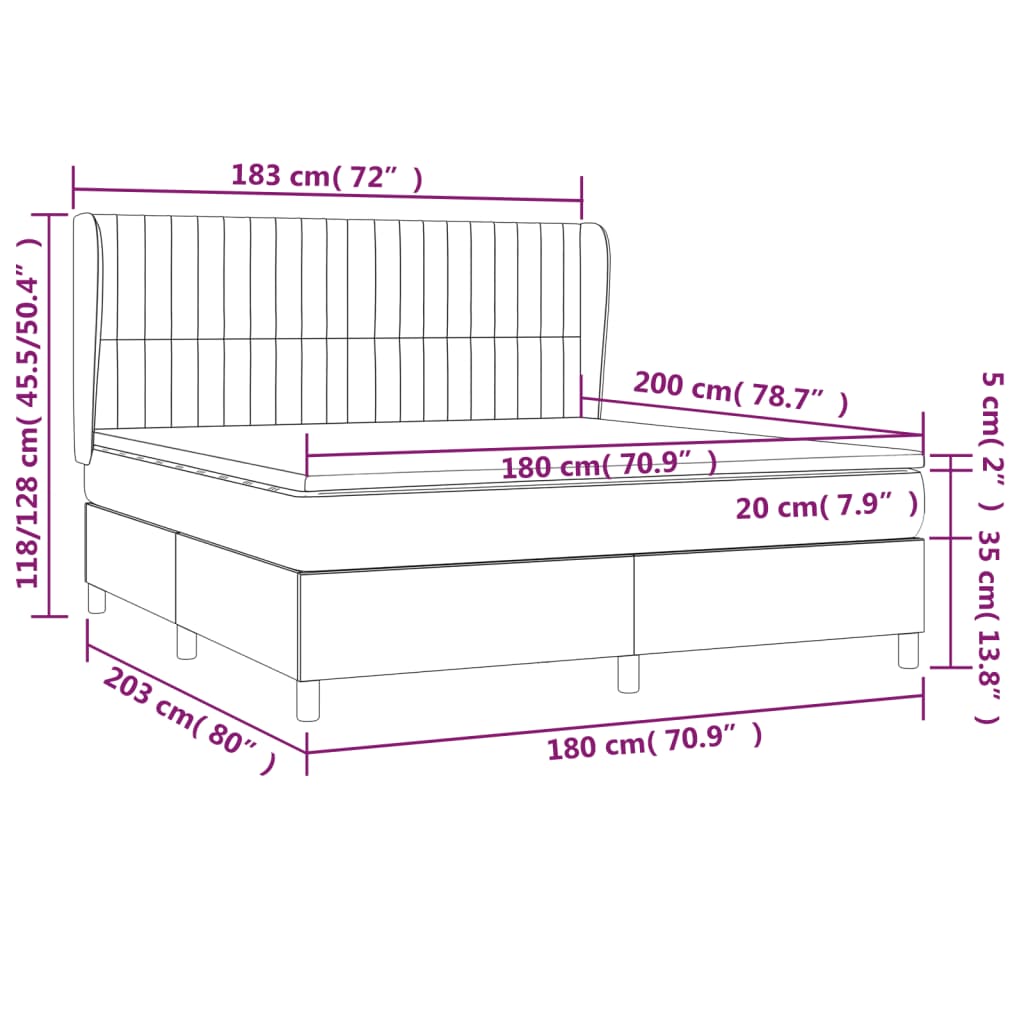 Giroletto a Molle con Materasso Blu 180x200 cm in Tessuto | homemem39