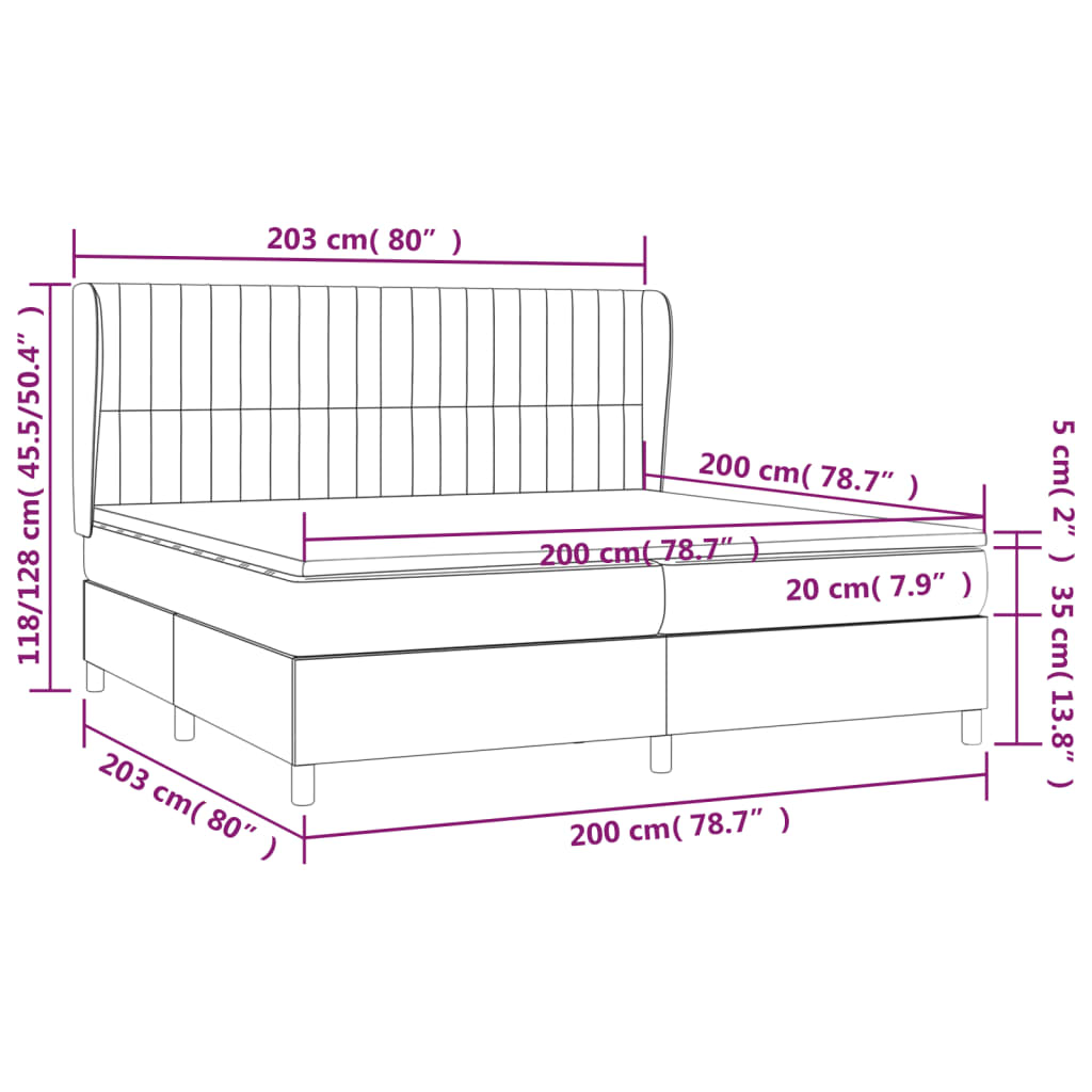Giroletto a Molle con Materasso Grigio Chiaro 200x200cm Tessuto | homemem39