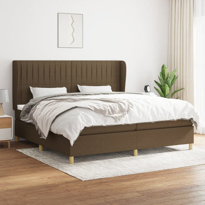 Giroletto a Molle con Materasso Marrone Scuro 200x200cm Tessuto | homemem39