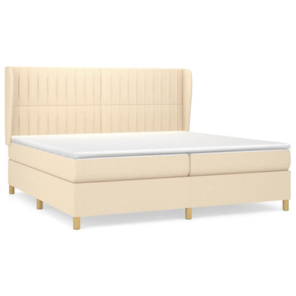 Giroletto a Molle con Materasso Crema 200x200 cm in Tessuto | homemem39