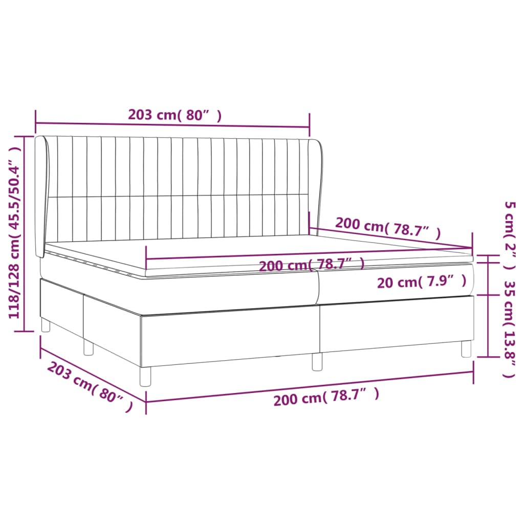 Giroletto a Molle con Materasso Blu 200x200 cm in Tessuto | homemem39