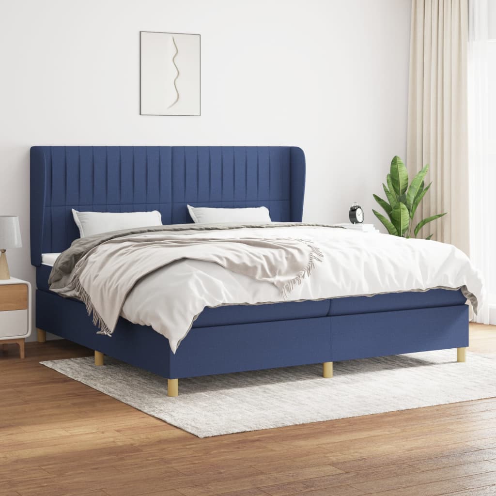 Giroletto a Molle con Materasso Blu 200x200 cm in Tessuto | homemem39