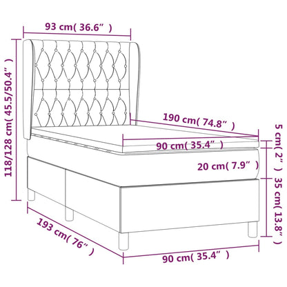 Giroletto a Molle con Materasso Tortora 90x190 cm in Tessuto - homemem39