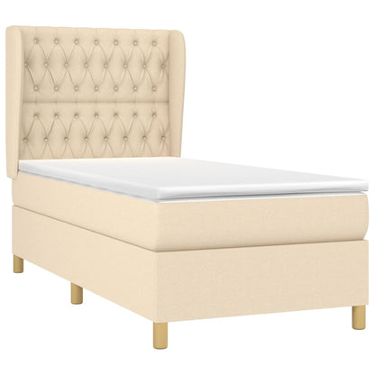 Giroletto a Molle con Materasso Crema 90x190 cm in Tessuto