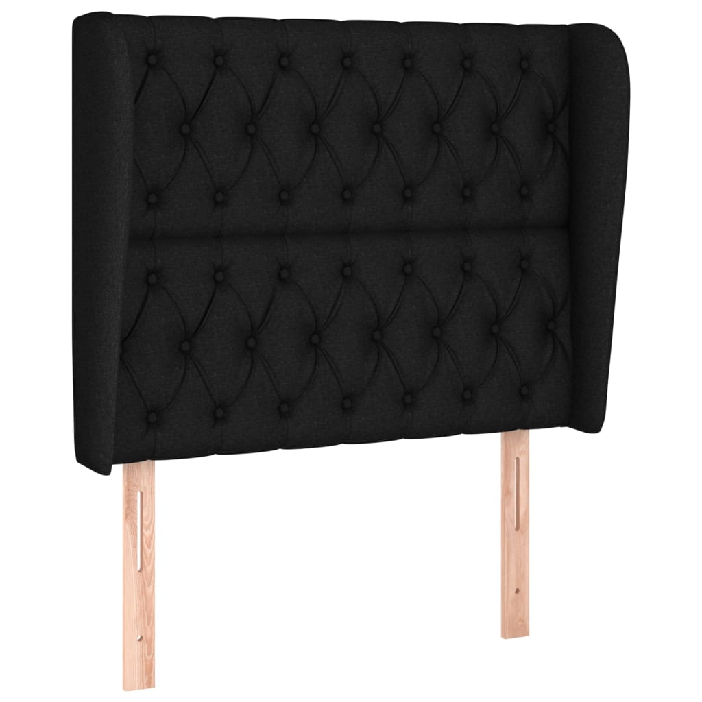 Spring bed frame with black mattress 90x200 cm in fabric