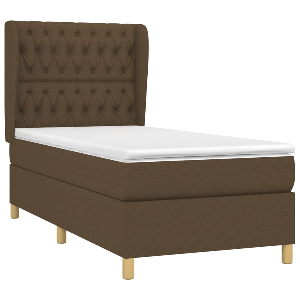 Giroletto a Molle con Materasso Marrone Scuro 90x200 cm Tessuto | homemem39