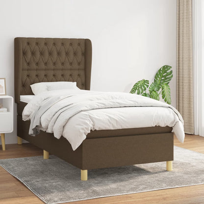 Giroletto a Molle con Materasso Marrone Scuro 90x200 cm Tessuto | homemem39