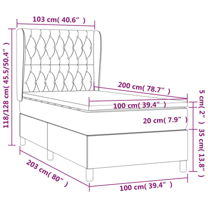 Giroletto a Molle con Materasso Marrone Scuro 100x200cm Tessuto