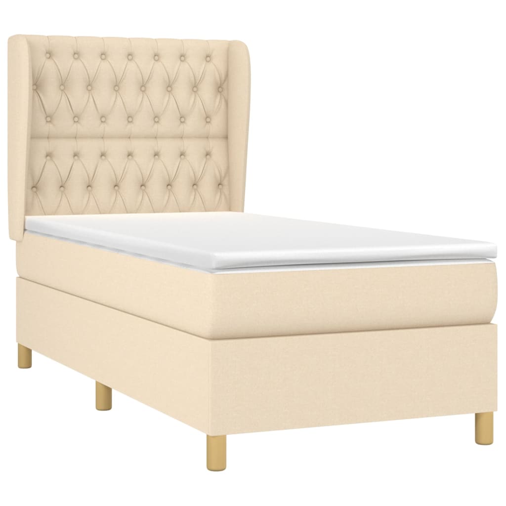 Giroletto a Molle con Materasso Crema 100x200 cm in Tessuto | homemem39