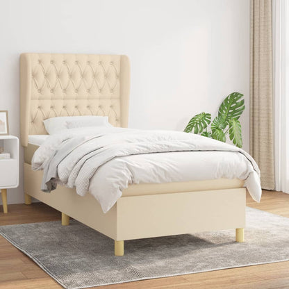 Giroletto a Molle con Materasso Crema 100x200 cm in Tessuto | homemem39