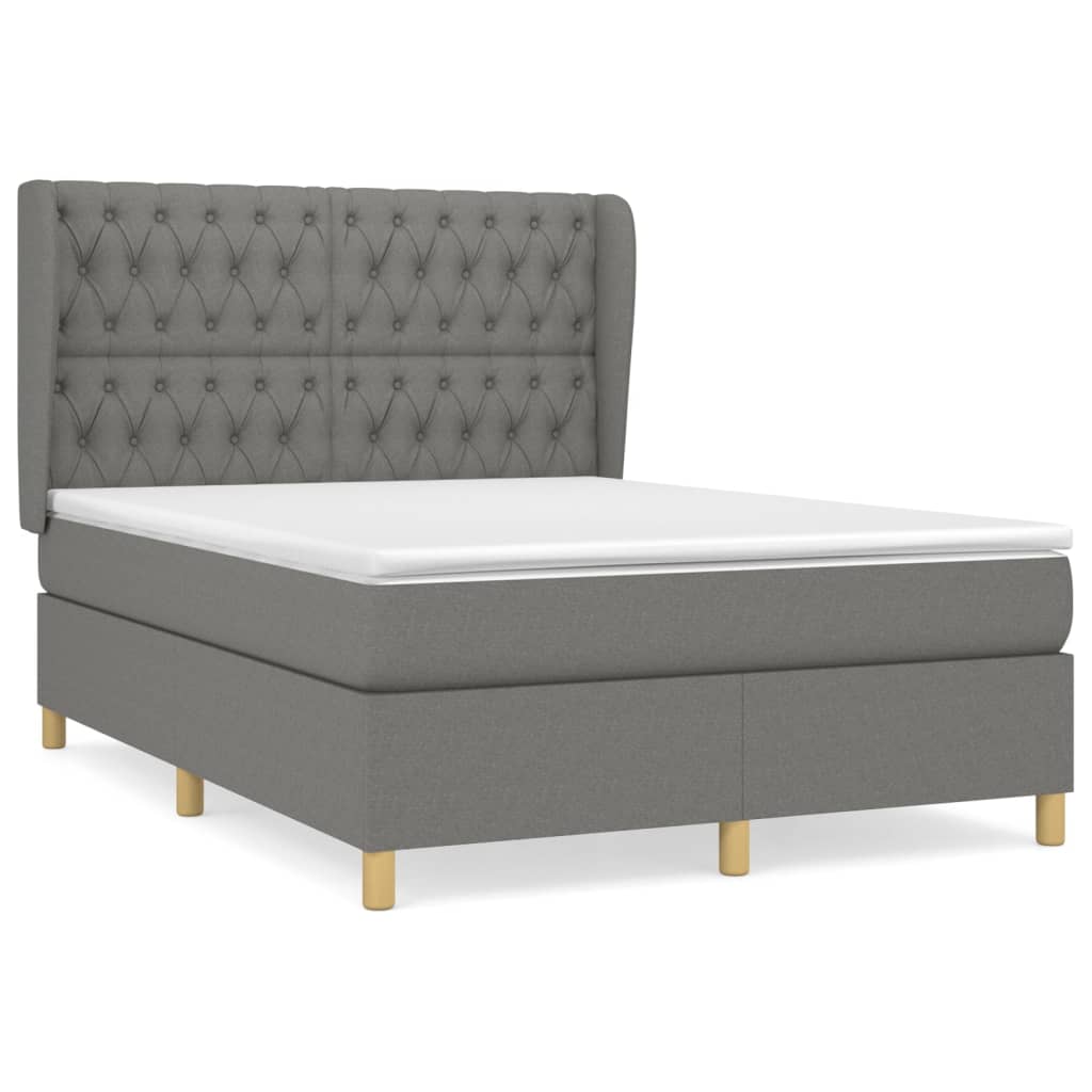 Giroletto a Molle con Materasso Grigio Scuro 140x190 cm Tessuto | homemem39