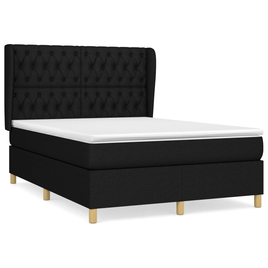 Giroletto a Molle con Materasso Nero 140x190 cm in Tessuto | homemem39