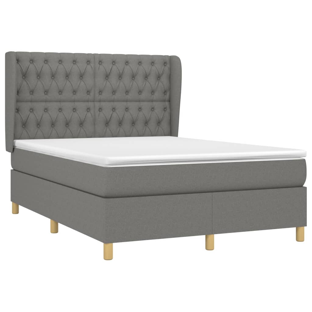 Giroletto a Molle con Materasso Grigio Scuro 140x200cm Tessuto | homemem39