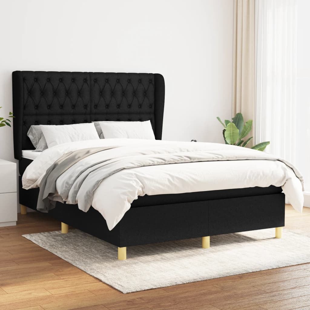 Giroletto a Molle con Materasso Nero 140x200 cm in Tessuto | homemem39