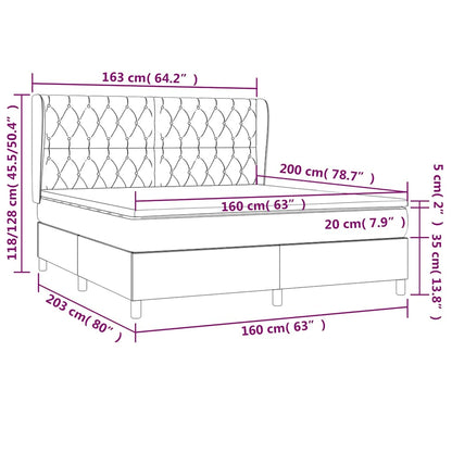 Giroletto a Molle con Materasso Nero 160x200 cm in Tessuto | homemem39