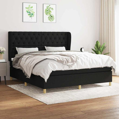 Giroletto a Molle con Materasso Nero 160x200 cm in Tessuto | homemem39