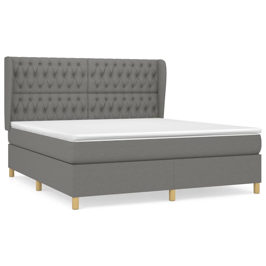 Giroletto a Molle con Materasso Grigio Scuro 180x200 cm Tessuto | homemem39
