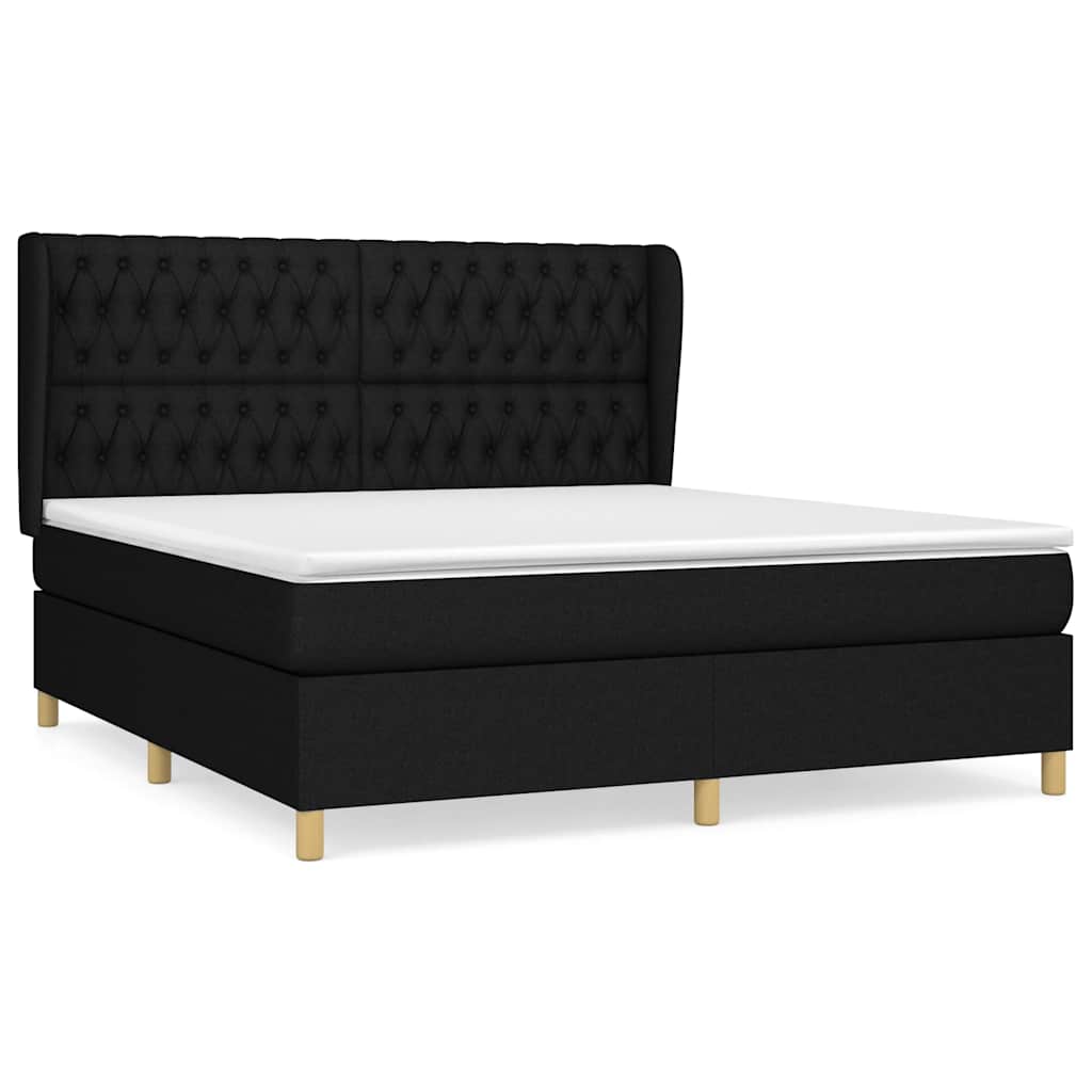 Giroletto a Molle con Materasso Nero 180x200 cm in Tessuto | homemem39