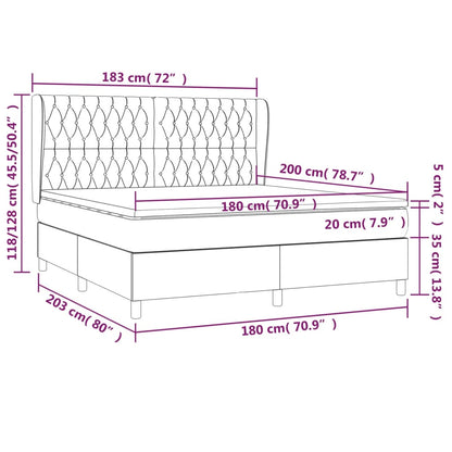 Giroletto a Molle con Materasso Crema 180x200 cm in Tessuto