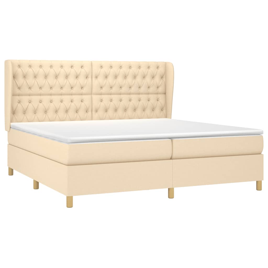 Giroletto a Molle con Materasso Crema 200x200 cm in Tessuto | homemem39