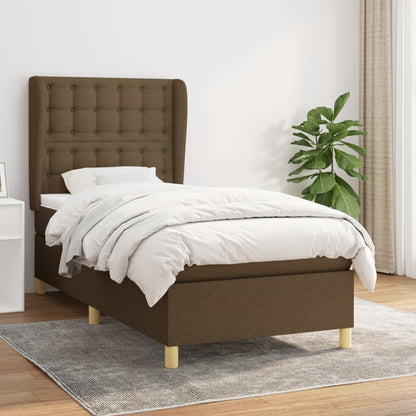 Giroletto a Molle con Materasso Marrone Scuro 80x200 cm Tessuto | homemem39