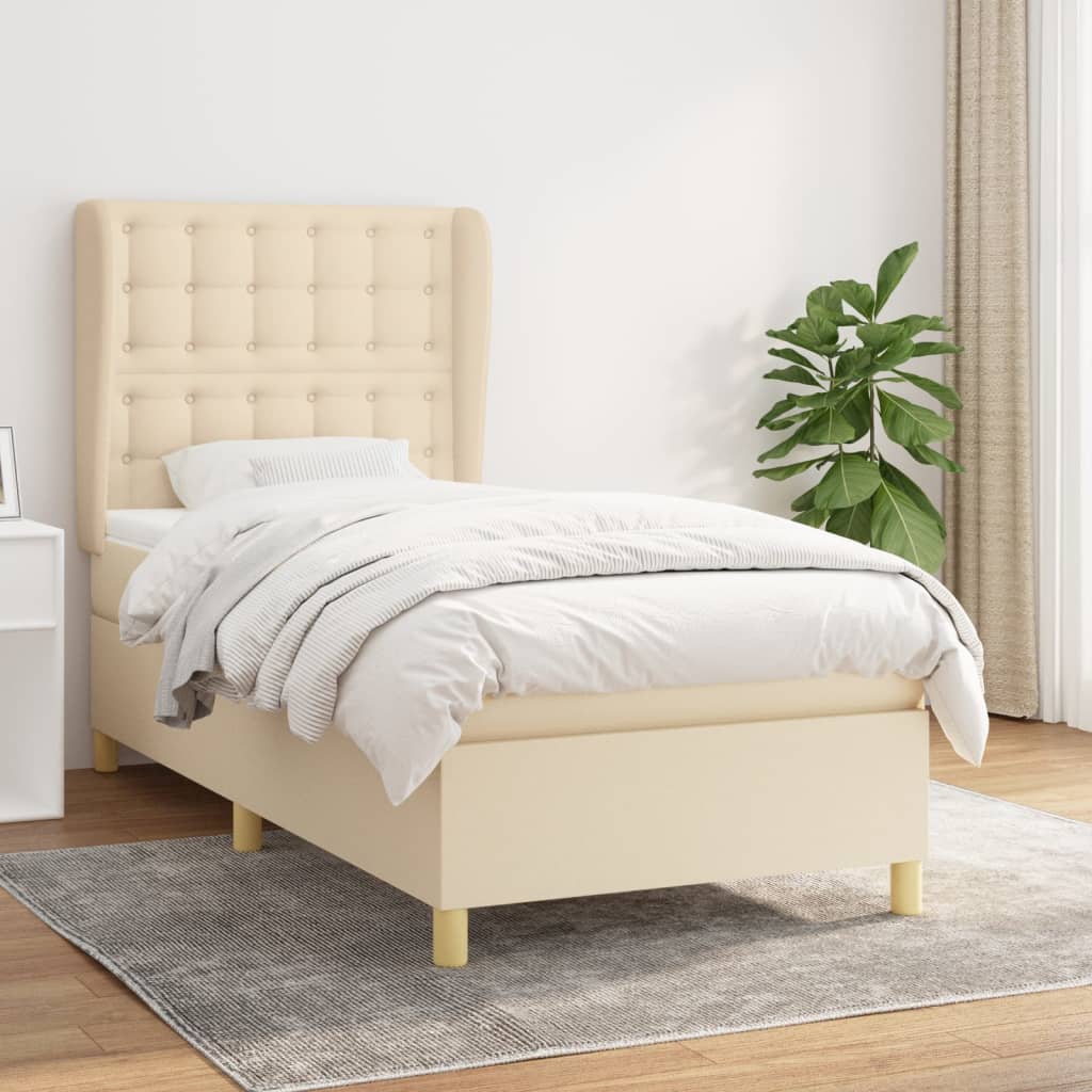 Giroletto a Molle con Materasso Crema 90x190 cm in Tessuto | homemem39