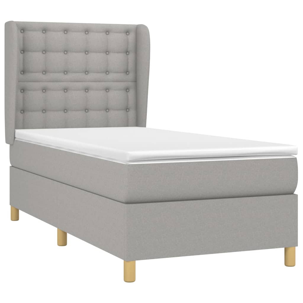 Giroletto a Molle con Materasso Grigio Chiaro 90x200 cm Tessuto | homemem39