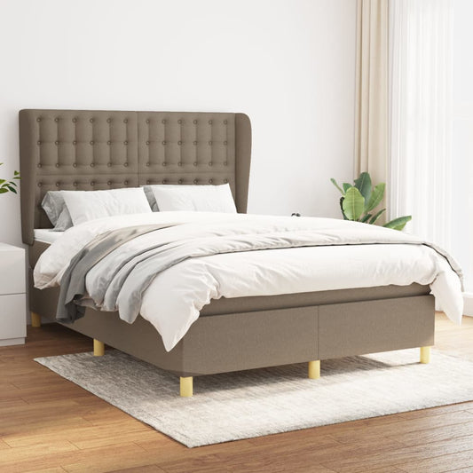 Spring bed frame with dove gray mattress 140x190 cm in fabric