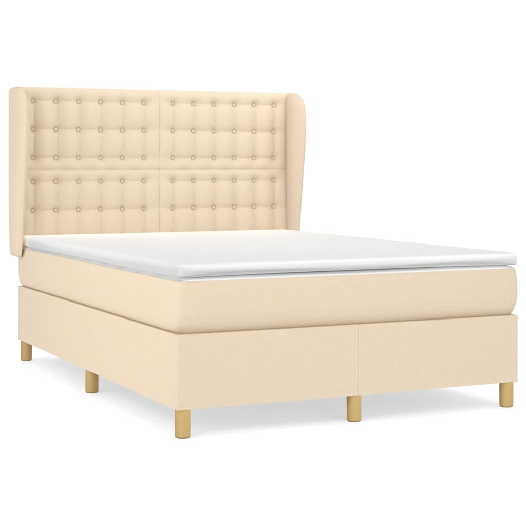 Giroletto a Molle con Materasso Crema 140x19 cm in Tessuto | homemem39