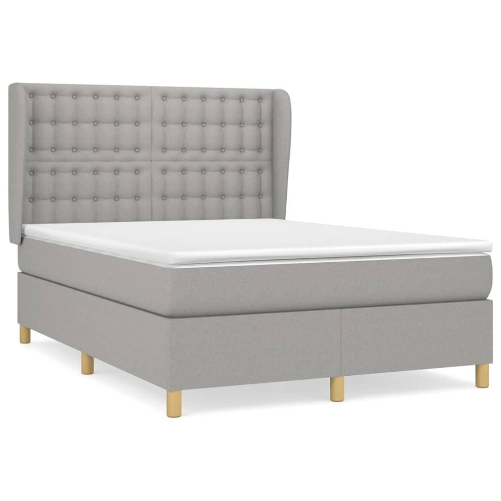 Giroletto a Molle con Materasso Grigio Chiaro 140x200cm Tessuto | homemem39