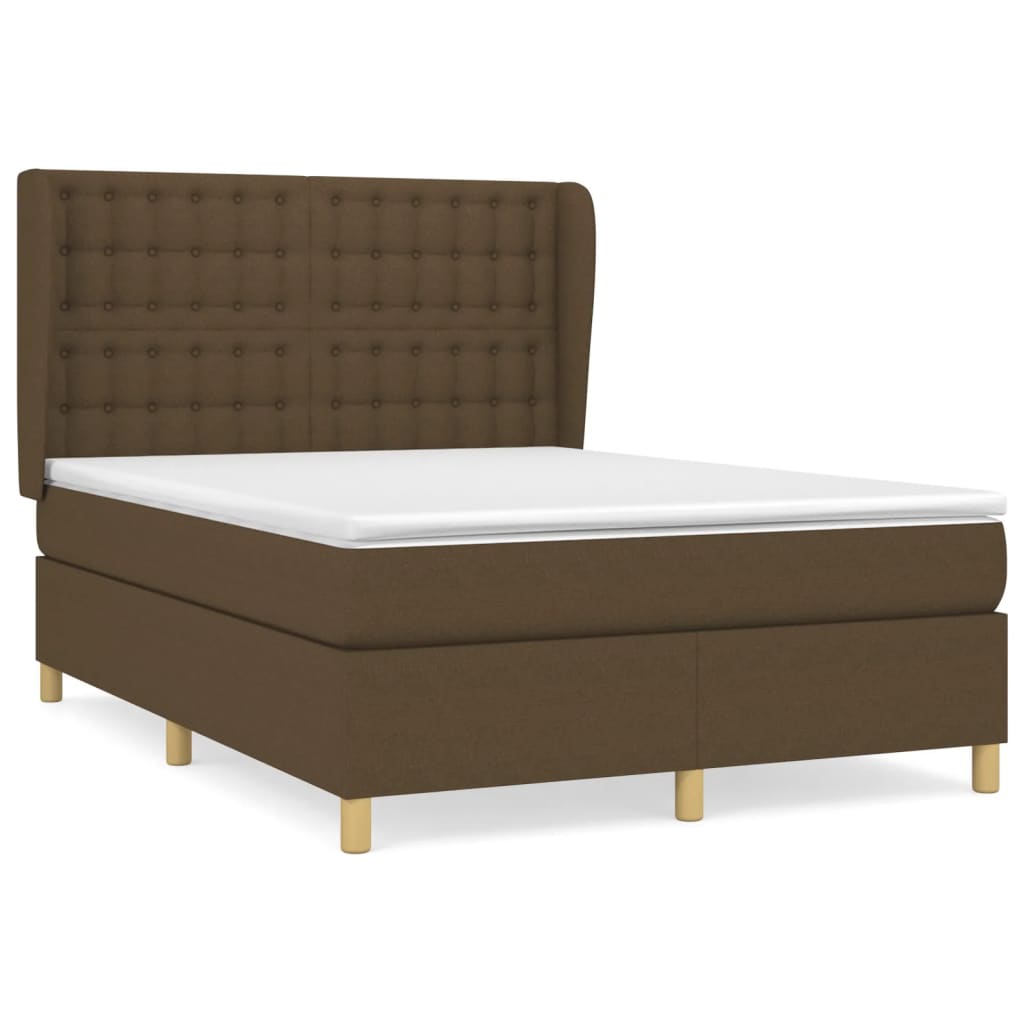 Giroletto a Molle con Materasso Marrone Scuro 140x200cm Tessuto | homemem39