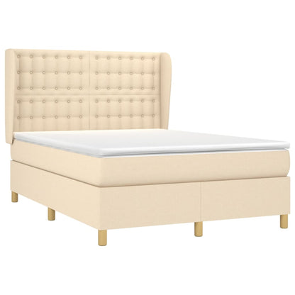 Giroletto a Molle con Materasso Crema 140x200 cm in Tessuto | homemem39