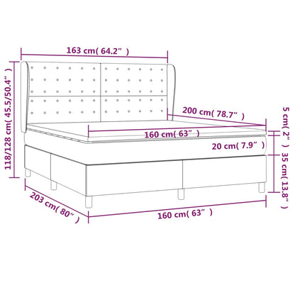 Giroletto a Molle con Materasso Grigio Scuro 160x200 cm Tessuto | homemem39