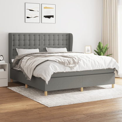 Giroletto a Molle con Materasso Grigio Scuro 160x200 cm Tessuto | homemem39