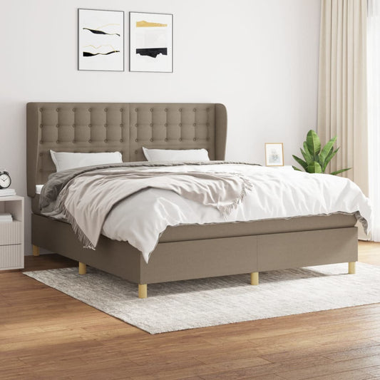 Spring bed frame with dove gray mattress 160x200 cm in fabric