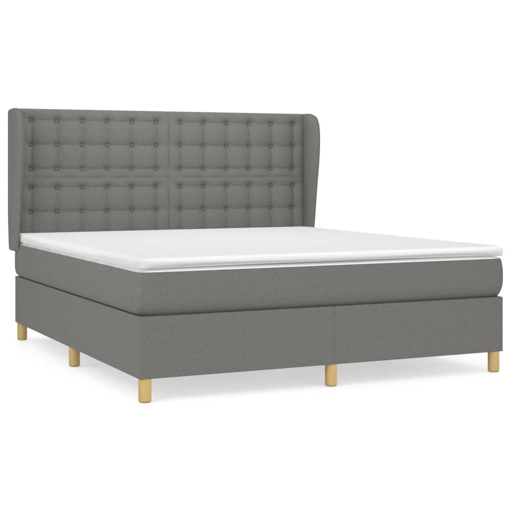 Giroletto a Molle con Materasso Grigio Scuro 180x200 cm Tessuto | homemem39