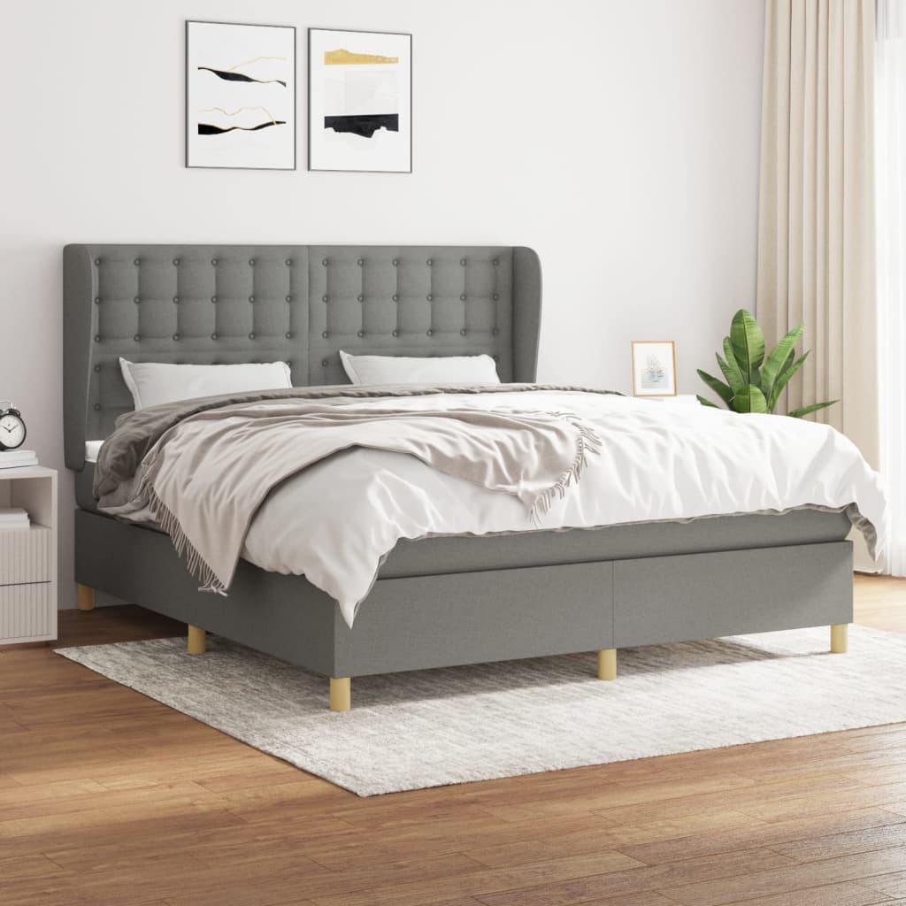 Giroletto a Molle con Materasso Grigio Scuro 180x200 cm Tessuto | homemem39