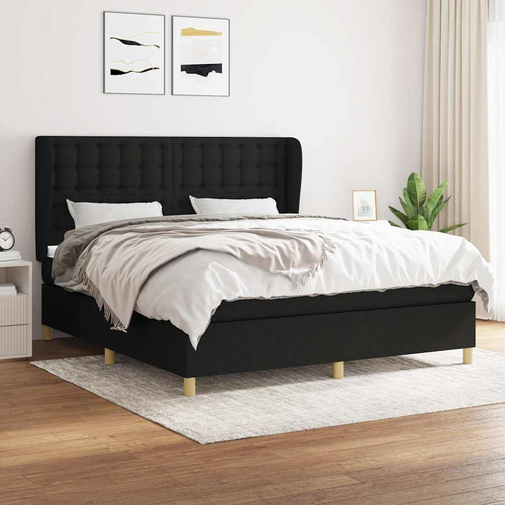 Giroletto a Molle con Materasso Nero 180x200 cm in Tessuto | homemem39