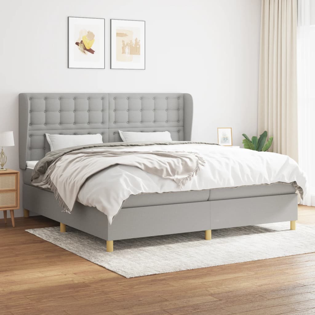 Giroletto a Molle con Materasso Grigio Chiaro 200x200cm Tessuto | homemem39