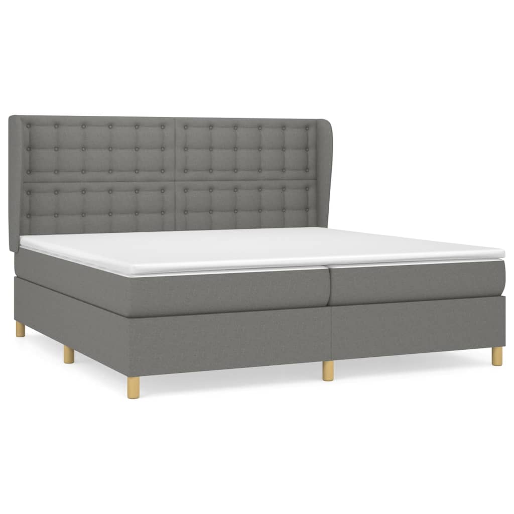 Giroletto a Molle con Materasso Grigio Scuro 200x200 cm Tessuto | homemem39