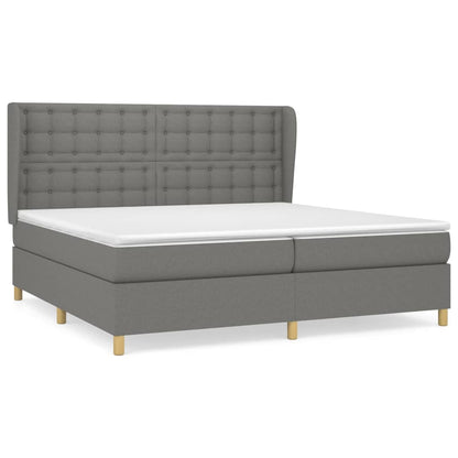 Giroletto a Molle con Materasso Grigio Scuro 200x200 cm Tessuto | homemem39